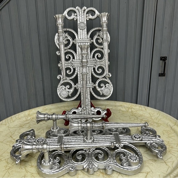 Vintage Sconces MCM Hand-Painted HOMCO Silver Wall Sconces (17.5”x8.5”) - Picture 10 of 10